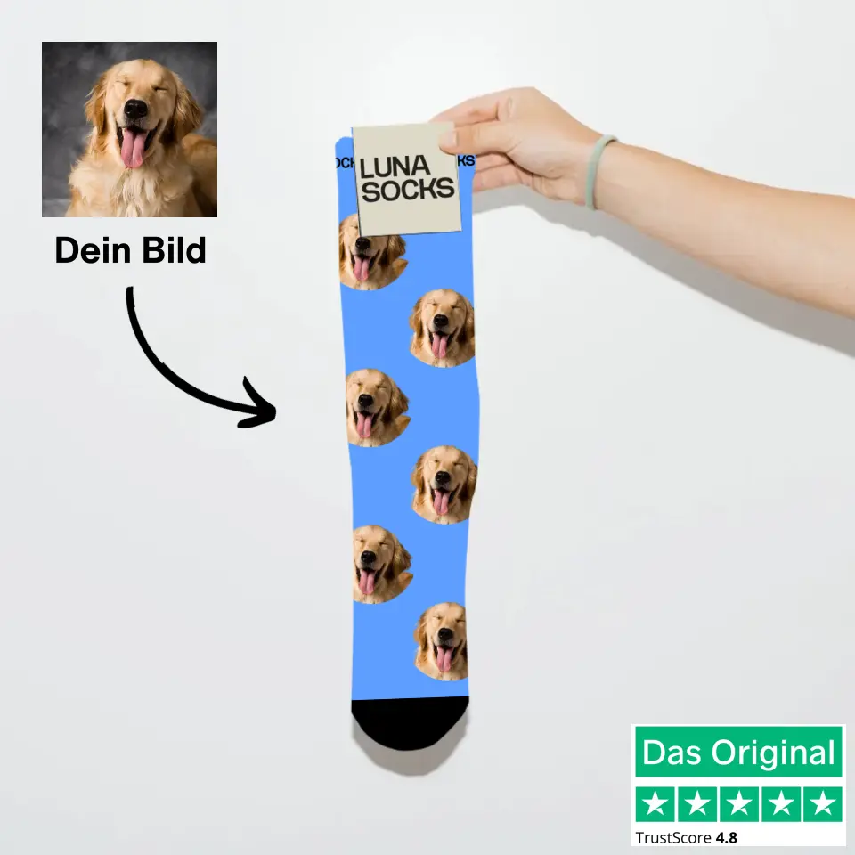 Personalisierte Socken mit Hunde Foto, Luna Socks